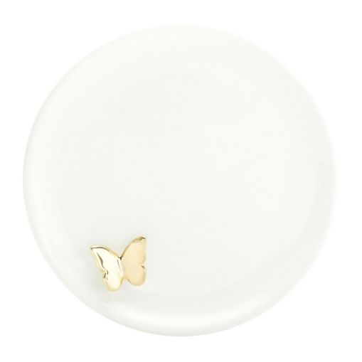 Prato Decorativo em Cerâmica Branco Butterfly Urban