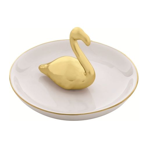 Prato Decorativo em Cerâmica Dourado Flamingo 7658 Mart