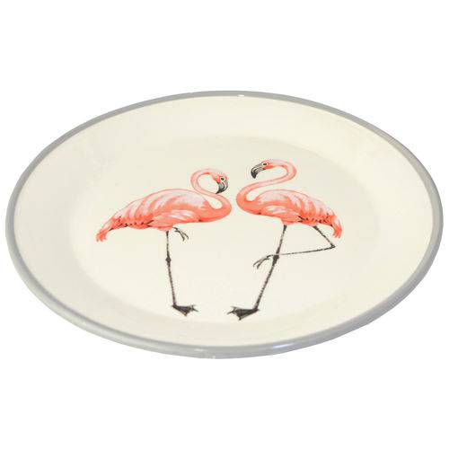Prato Decorativo Flamingo de Cerâmica