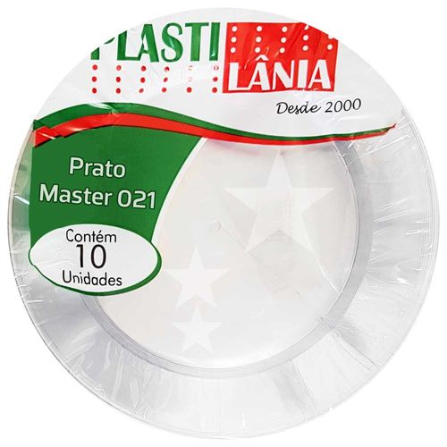 Prato Descartável 21cm Master Cristal Plastilânia 10 Unidades 999910