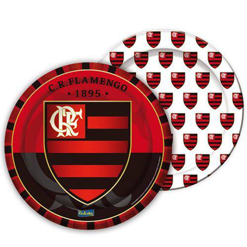 Prato Descartável Flamengo C/8 Unidades