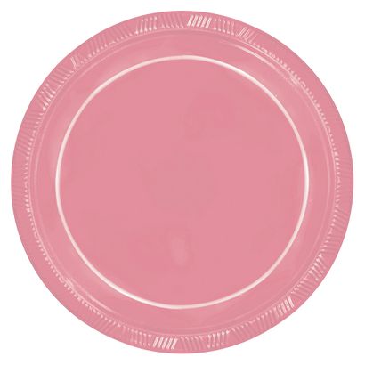 Prato Descartável Sobremesa 23cm Rosa 10un Silver Plastic