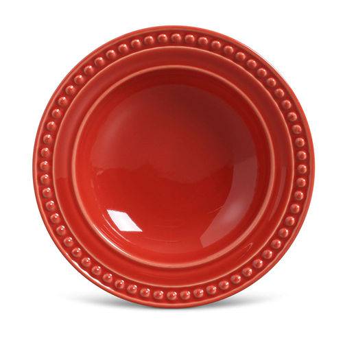 Prato Fundo de Cerâmica 22Cm Vermelho - Porto Brasil