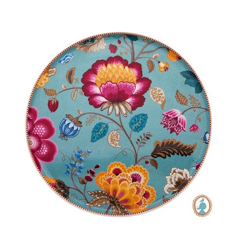 Prato para Bolo Azul em Porcelana Floral Fantasy 32cm - Pip Studio