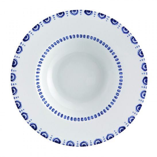 Prato Pasta Azure Lux Porcelana Unidade Branco e Azul Vista Alegre Atlantis