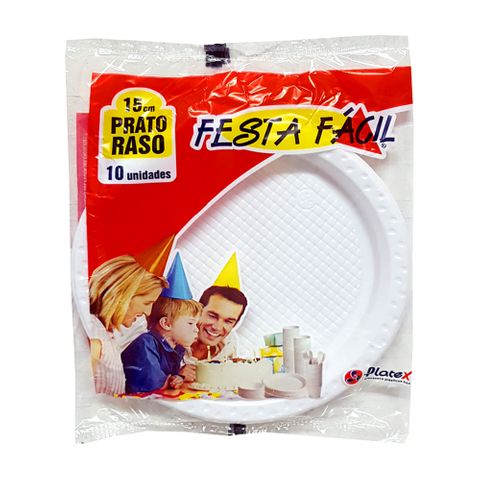 Prato Plástico 15cm Sobremesa Branco C/10 - Festa Fácil