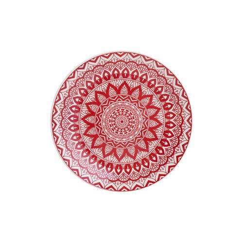 Prato Raso em Cerâmica Lyor Mandala 26cm Vermelho