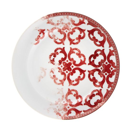 Prato Sobremesa Timeless Porcelana Unidade Branco e Vermelho Vista Alegre Atlantis