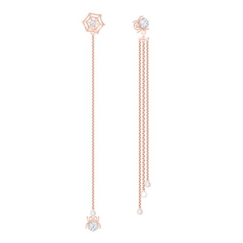 Precisely Pierced Earrings, White, Rose-gold Tone Plated