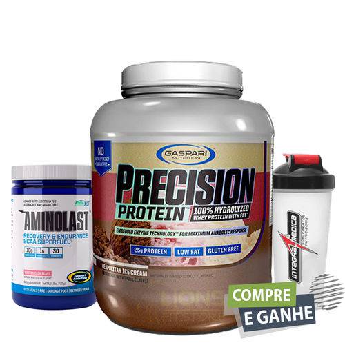 Precision Protein 1,8Kg + Aminolast 420g Gaspari Nutrition + Coqueteleira Integralmédica 700ml