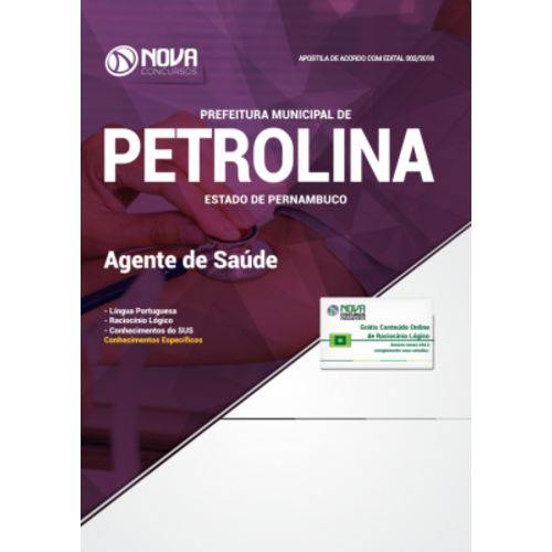 Prefeitura de Petrolina - Pe 2018 - Agente de Saúde + Curso de Raciocínio Lógico