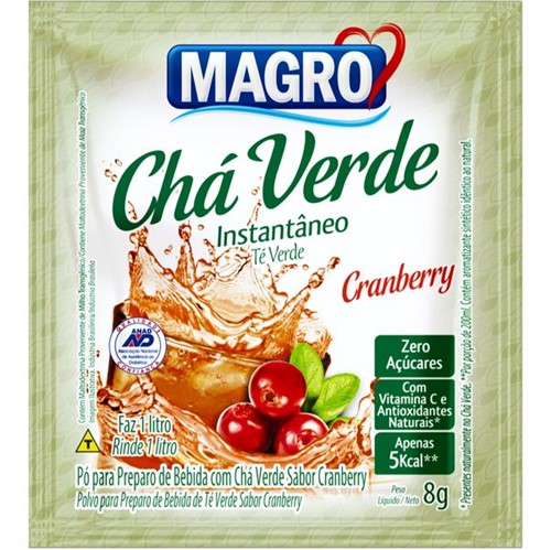 Preparo Po Cha Verde Magro 8g Zero Acucares Cranberry