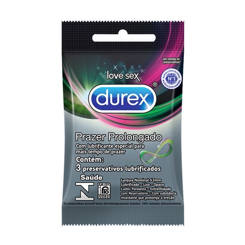 Preservativo Durex Prazer Prolongado com 3 Unidades