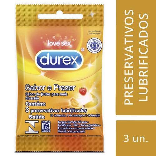 Preservativo Durex Sabor e Prazer C/ 3 Camisinhas