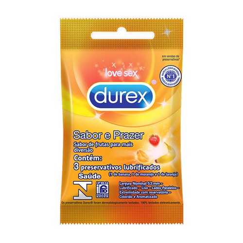 Preservativo Durex Sabor & Prazer com 3 Unidades