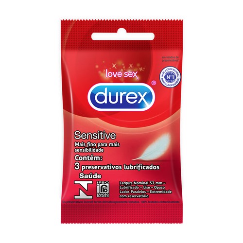 Preservativo Durex Sensitive com 3 Unidades