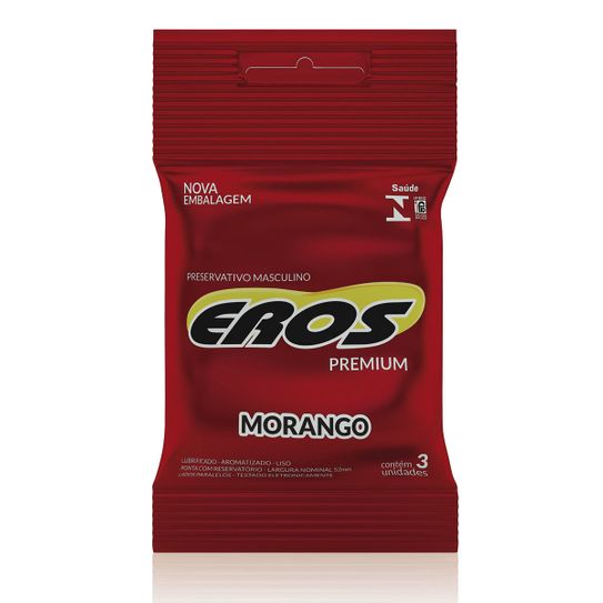 Preservativo Eros Morango com 3 Unidades