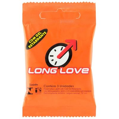 Preservativo Long Love Retardante com 3 Unidades Ss577 Preservativo Long Love Retardante