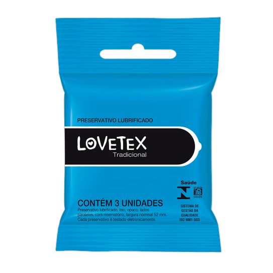 Preservativo Lovetex Lubrificado com 3 Unidades
