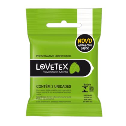 Preservativo Lovetex Lubrificado Sabor Menta 3 Unidades
