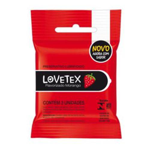 Preservativo Lovetex Lubrificado Sabor Morango 3 Unidades