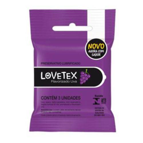 Preservativo Lovetex Lubrificado Sabor Uva 3 Unidades