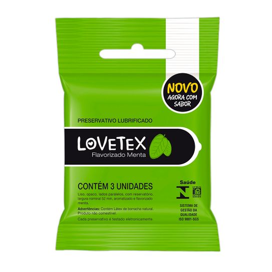Preservativo Lovetex Menta com 3 Unidades