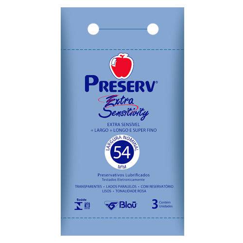 Preservativo Lubrificado Preserv Extra Sensitivity C/ 3 Unidades