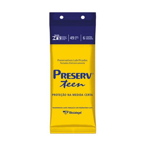 Preservativo Preserv Teen Lubrificado com 6 Unidades