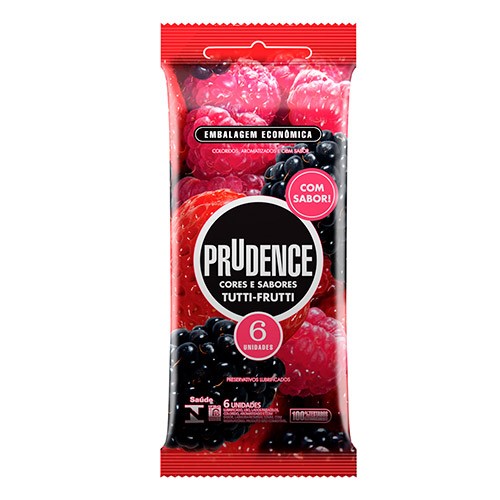 Preservativo Prudence Cores e Sabores Tutti Frutti 6 Unidades
