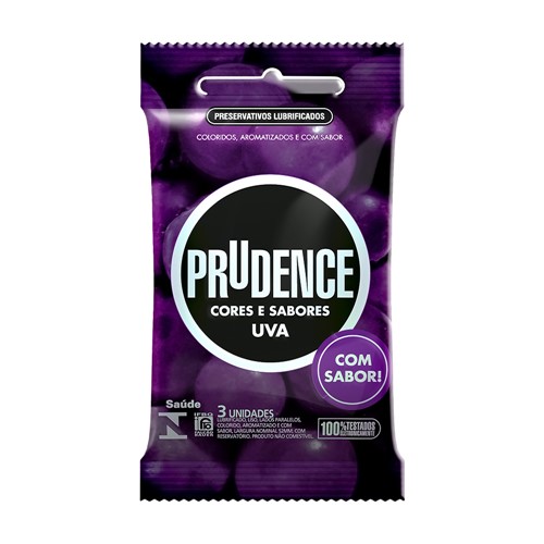 Preservativo Prudence Cores e Sabores Uva 3 Unidades
