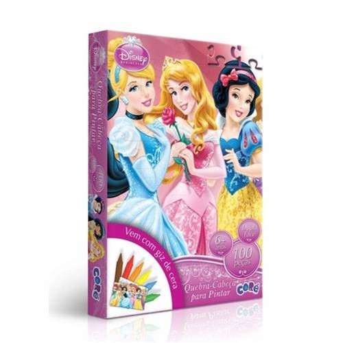 Princesas Quebra Cabeça para Pintar 100 Peças - Toyster