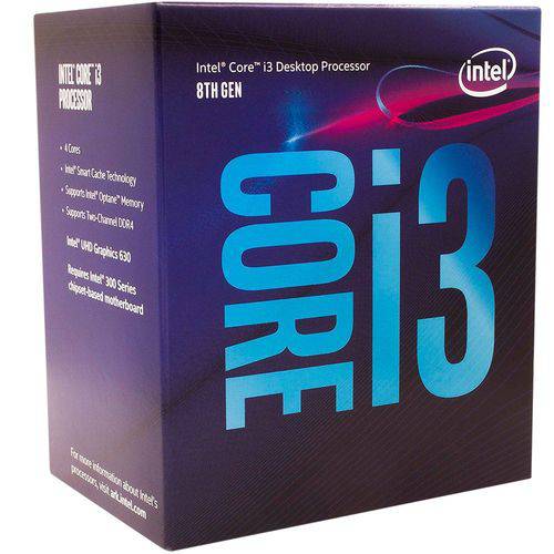 Processador Intel Core I3 8100 8A Geração Cache 6MB 3.6GHZ LGA 1151 BX80684I38100