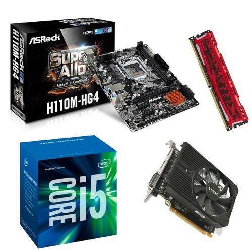 Processador Intel Core I5 7400 7ª Geração + Placa Mãe H110m + Memória 4gb Ddr4 + Placa de Vídeo 1050 Ti Kit Upgrade