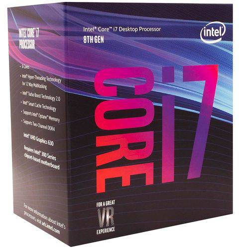 Processador Intel Core I7-8700 Coffee Lake 8a Geração, Cache 12mb, 3.2ghz Bx80684i78700