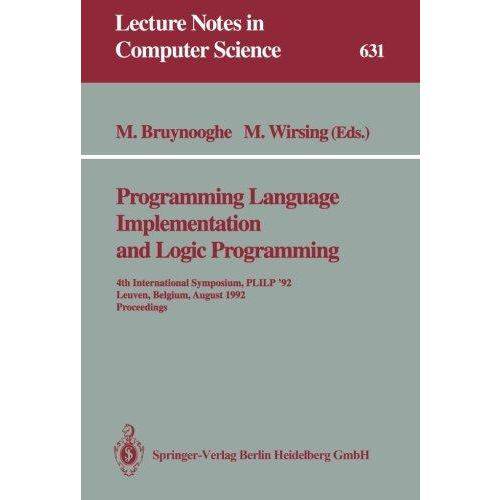 Programming Language Implementation And Logic Prog