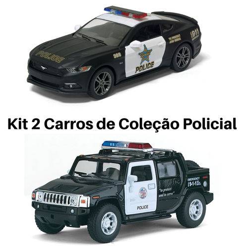 Promoção Kit 2 Carro de Coleção Viatura Policial / Polícia Hummer e Mustang