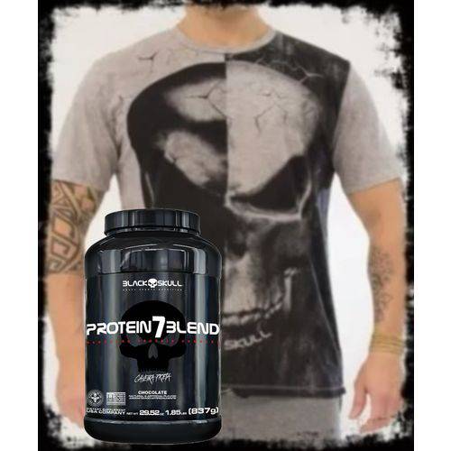 Protein 7 Blend 837gr + Camiseta Tshirt Black Skull Bw !!