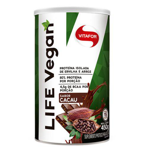 Proteina Vegana Life Vegan Sabor Cacau 450g - Vitafor