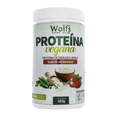 Proteína Vegana Wolfs Sabor Morango 480g