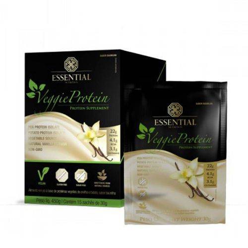 Proteina Vegetariana Veggie Protein Vanilla - Essential - 15 Sachês de 30g (Vanilla)