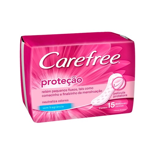 Protetor Diário Carefree Proteção Sem Perfume 15 Unidades Protetor Diário Carefree Proteção Sem Perfume com 15 Unidades