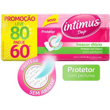Protetor Diário Intimus Days com Perfume Leve 80 Pague 60un. Cx. C/ 12 Pct.