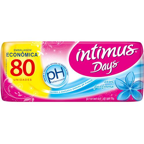 Protetor Diário Intimus Days Sem Abas Sem Perfume Ph 80 Unidades