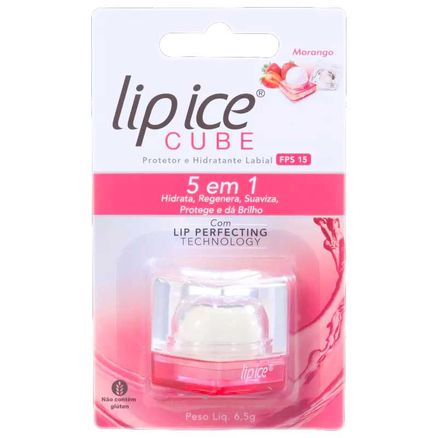 Protetor e Hidratante Labial Lip Ice Cube FPS 15 Morango 1 Unidade