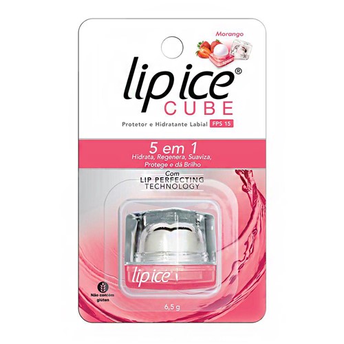 Protetor e Hidratante Labial Lip Ice Cube FPS 15 Morango 6,5g