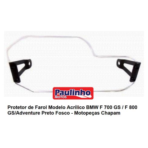 Protetor Farol Chapam MOD. Acrilico BMW F 800 GS / Adventure Preto Fosco