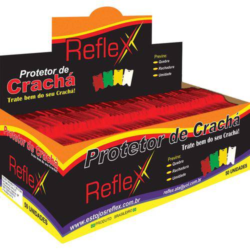 Protetor para Cracha Plastico Vermelho 54x86mm Reflex Cx.c/50
