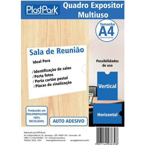 Protetor para Documentos Quadro Multiuso C/adesivo A4 Romitec/plastpark Unidade
