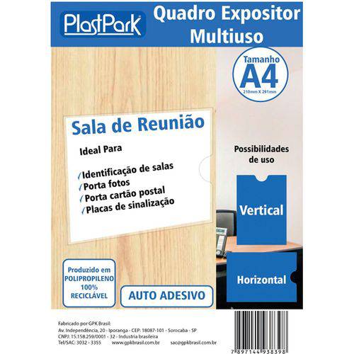 Protetor para Documentos Quadro Multiuso C/adesivo A4 Romitec/plastpark